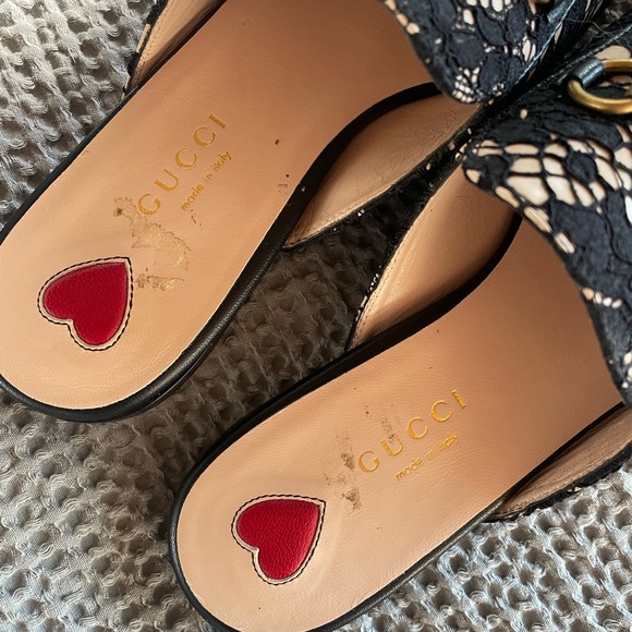 Gucci Black Horsebit Lace Mules - Picture 7 of 7